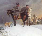 Franz Kruger Prussian Cavalry Outpost in the Snow oil painting picture wholesale